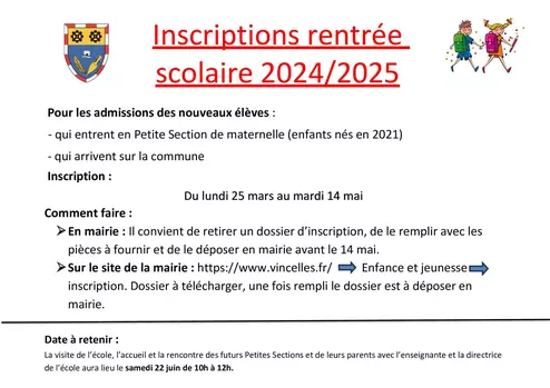 Inscription Scolaire 2024/2025